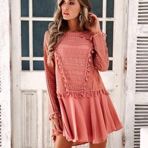 Inkikah Boho Terra Cotta Crochet Dress
